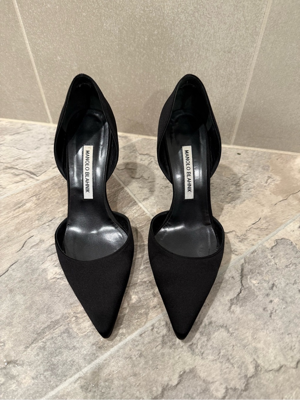 Manolo Blahnik Black Pointed D'Orsay Pumps